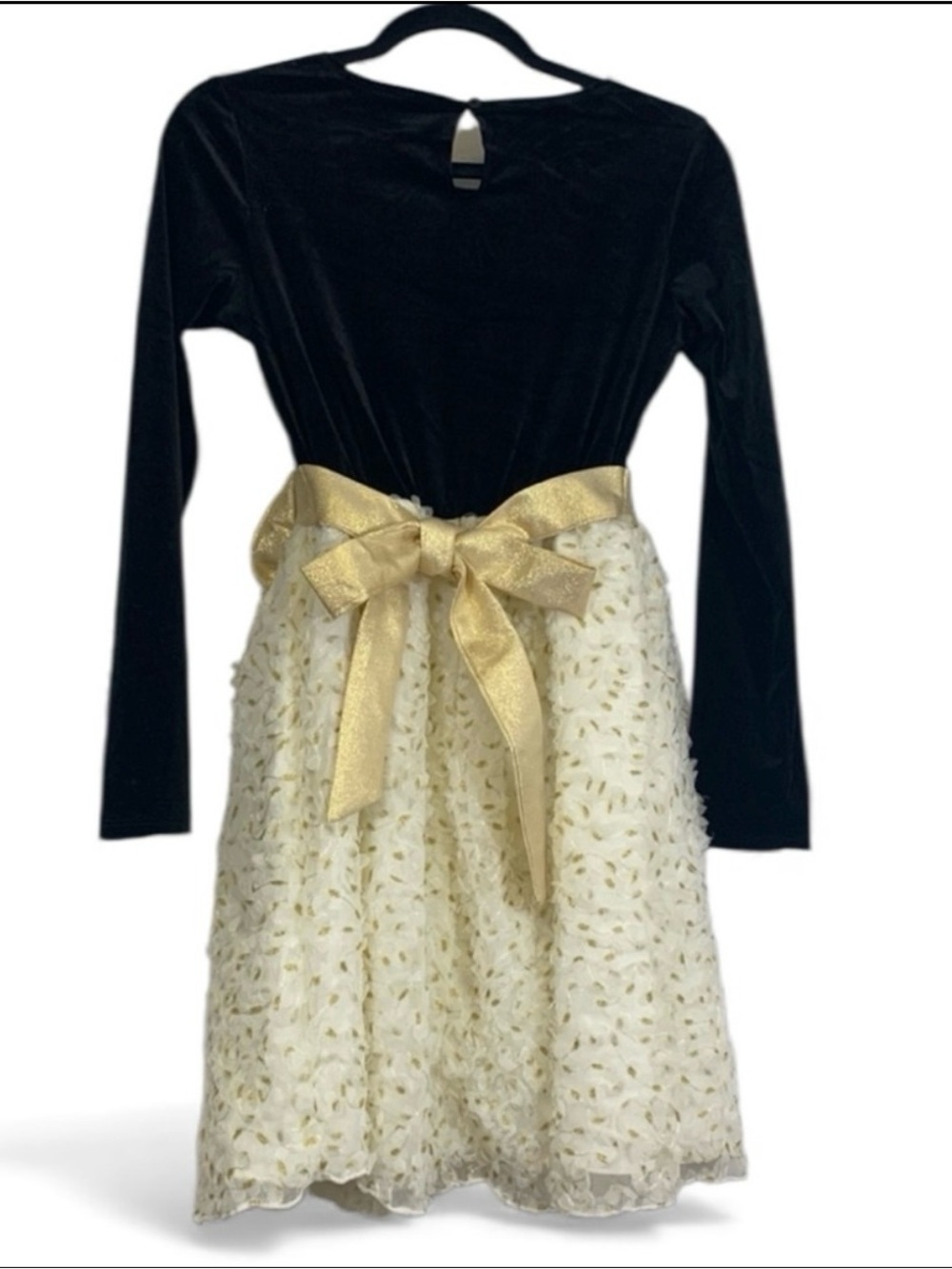 Rare Editions Girls Holiday Dress Size 16 Black Velvet Bodice & Gold Skirt